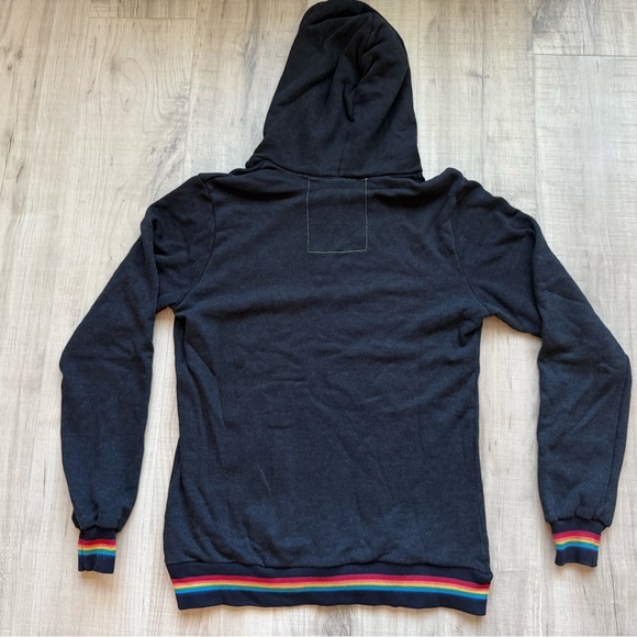 Aviator Nation Gray Zip Up Jacket with Rainbow Accent - Picture 2 of 4